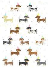 Cute dachshund birthday card for sausage dog lovers created by Laura Deakin