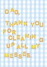 Dad Alphabetti Spaghetti Blue Gingham Card for Father's Day created by Illustratoni