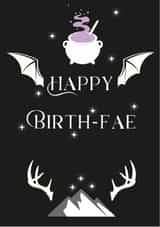 Fantasy, fae, acotar themed birthday card for book lover created by Cat B Designs