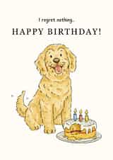 Cute Birthday Card - Cockapoo - Cake - No Regrets created by Kate Tea Illustration