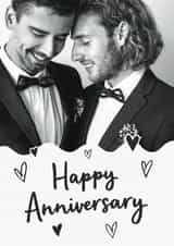 Personalised Anniversary Photo Card created by Sydney Jo Designs - Classic Anniversary Card - Hearts - Monochrome