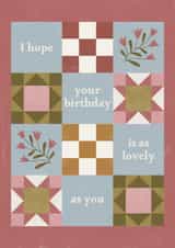 Pretty Birthday Card – Floral Quilt Pattern — Lovely As You created by Ellice Owens Designs