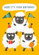 Cute Birthday Card - Party Sheep - Herd It's Your Birthday! created by @oubergine