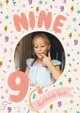 Personalised Birthday Photo Card created by The Pattern Press - Classic 9th Birthday Card - For Her - Balloons