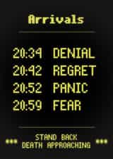 Funny Birthday Card - Arrivals Board - Getting Old created by Quite Good Cards