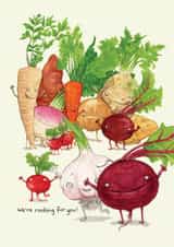 Cute Good Luck Card - Rooting For You - Vegetables created by Hes Durkan Illustration