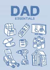 Dad Essentials card for Birthday, Father's Day - sofa, TV, beer, shed, slippers created by Adam Wozniak