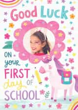 Personalised Good Luck Photo Card created by Tiger Feet Creations - Cute Good Luck Card - First Day Of School - Unicorn