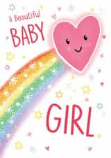 Cute and Colourful Rainbow Card - New Baby Girl created by Holly Bushnell Illustration