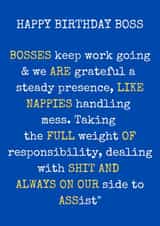 Funny Happy Birthday Boss Card created by The Awkward Card Company 