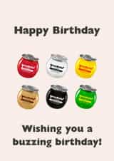 Funny birthday card for friend - Buzzballz cocktails design created by ByAM