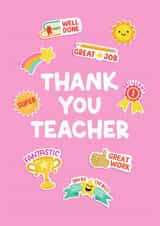 Traditional Thank You Teacher card - Fun Teacher Stickers Style created by Helen Thompson
