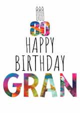 Classy 80th Birthday Card For Gran - Colourful Abstract Art created by size3art