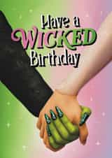 Cute Wicked Birthday Card - Elphaba and Glinda - Musical and Movie created by Sydney Jo Designs