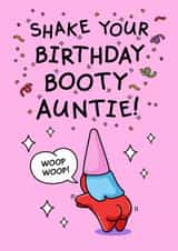 Funny Birthday Card - For Auntie - Shake Your Booty - Dancing Gnome created by Cheeky Legends