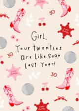 Pretty Birthday Card - 30th - Cowboy Boots created by katie illustrated