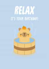 Relax It's your birthday! Cute Capybara Birthday Card created by Pango Productions