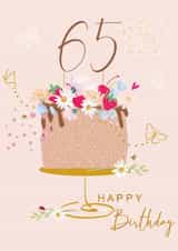 Traditional Birthday Card - 65th - Floral Cake created by SABIVO Design by Sabina