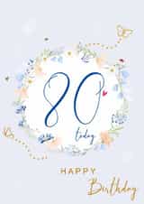 Traditional Birthday Card - 80th - Floral Wreath created by SABIVO Design by Sabina