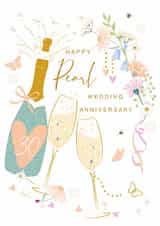 Traditional Anniversary Card – 30th — Pearl Wedding – Prosecco created by SABIVO Design by Sabina