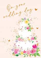 Classic Wedding Card – Watercolour Florals & Cake – On Your Wedding Day created by By Katie Wells