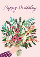 Cute Birthday Card For a Friend – Illustrated Bouquet Of Flowers created by By Katie Wells