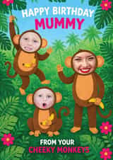 Personalised Birthday Photo Card created by Tiger Feet Creations - Cute Birthday Card - For Mummy - Cheeky Monkeys