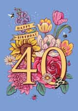 Pretty Birthday Card - 40th - Tulips - Spring Flowers created by Angie Spurgeon