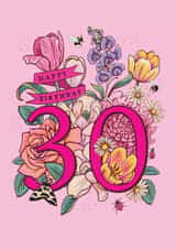 Pretty Birthday Card - 30th - Spring Flowers created by Angie Spurgeon