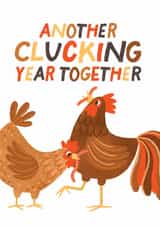 Funny Anniversary Card for Husband Wife or Couple – chicken illustration created by PaperPaper