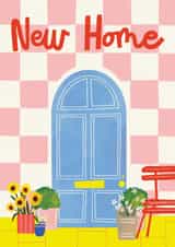 Arty New Home Card - Checkerboard Print - Flowers created by AbiGoLucky