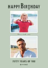 Personalised Birthday Photo Card created by Choo Choo - Classic Birthday Card - 50th - The Beatles - Then And Now