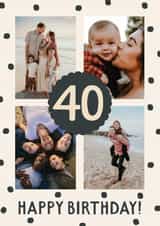 Personalised Birthday Photo Card created by The Pattern Press - Classic Birthday Card - 40th - Polka Dot Frame