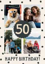 Personalised Birthday Photo Card created by The Pattern Press - Classic Birthday Card - 50th - Polka Dot Frame