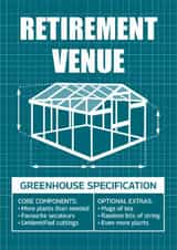 Funny Retirement Card - Greenhouse Blueprint - Gardening created by Versed Aid