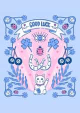 Pink & Blue Lucky Charms - All The Good Luck Greeting Card created by Dafne Design Studio