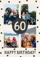 Personalised Birthday Photo Card created by The Pattern Press - Classic Birthday Card - 60th - Polka Dot Frame
