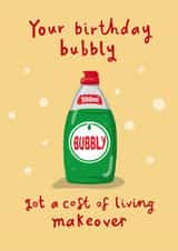Funny Birthday Card - Cost of Living Bubbly! - Washing Up Liquid created by Running with Scissors