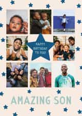 Personalised Birthday Photo Card created by The Pattern Press - Classic Birthday Card - For Son - Stars Frame