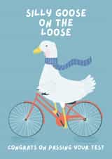 Cute Congratulations Card - Silly Goose On The Loose - Bike created by Sian Moore Illustration