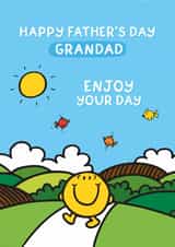 Cute Father's Day Card - For Grandad – Mr Happy – Mr. Men – Enjoy your day created by Mr. Men