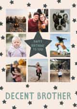 Personalised Birthday Photo Card created by The Pattern Press - Cheeky Birthday Card - Decent Brother - Star Frame