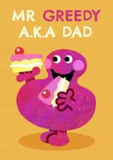 Cheeky Father’s Day Card - Mr. Greedy - Mr. Men - Cake created by Mr. Men