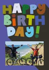 Personalised Birthday Photo Card created by Chloë Turner - Classic Birthday Card - Blue Typography Frame