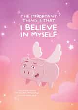 Positive Self Belief Card | Advice from a Flying Pig created by POSITIVELY PIGASUS
