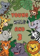 Fun and wild birthday card - three year old created by Wild Rose
