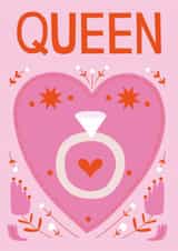 Engagement Card for Her – Pink Queen Diamond Ring Cute Romantic Design created by Seekprint