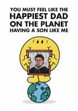 Personalised Father's Day Photo Card created by Mr. Men - Funny Father’s Day Card - Happiest Dad On The Planet - From Son