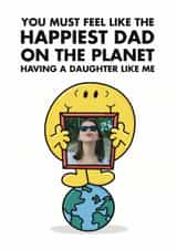 Personalised Father's Day Photo Card created by Mr. Men - Funny Father's Day Card - Happiest Dad On The Planet - Mr. Men - From Daughter