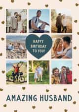 Personalised Birthday Photo Card created by The Pattern Press - Classic Birthday Card - Amazing Husband - Hearts